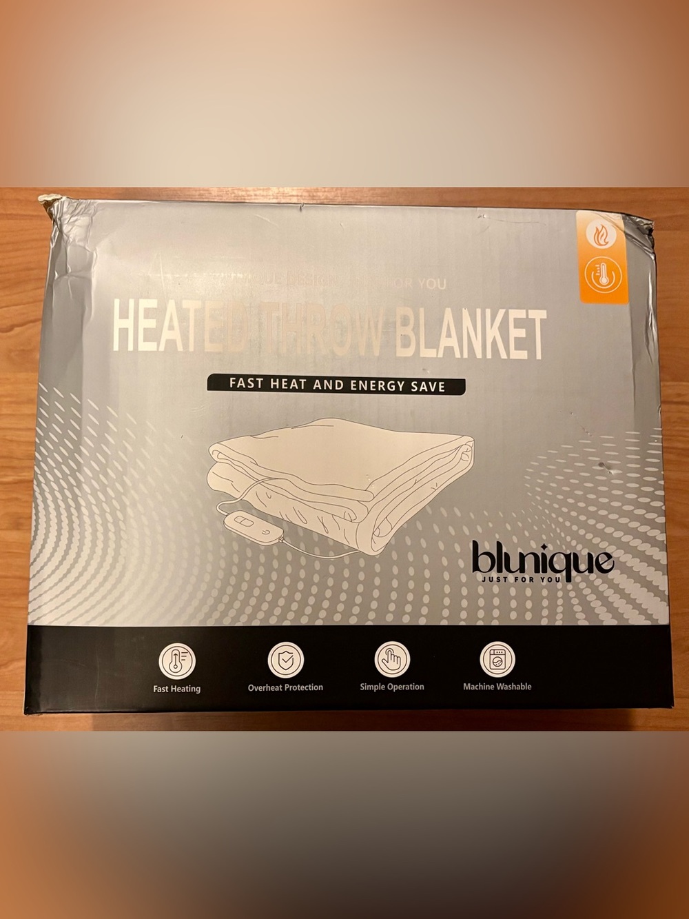 blunique Heated Throw Blanket - Fast Heat, Machine Washable - unsure of color.
